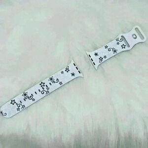 New Floral   Design Apple Watch Bands  42mm 44mm 45mm 49mm Black and White